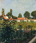 Gustave Caillebotte Famous Paintings - The Garden of Petit Gennevillers, the Pink Roofs